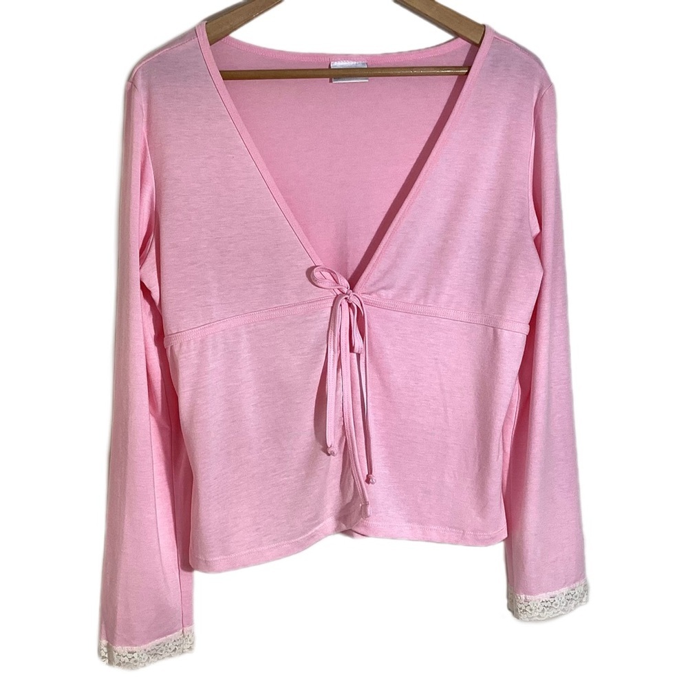 Fashion Bug Vtg Tie Front Babydoll Cardigan Sz XL